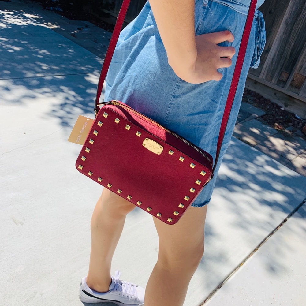 MK Michael Kors elegant cherry red Crossbody